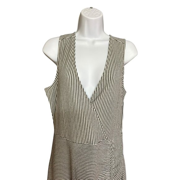 JustFab Womens Midi Dress Size L  Nautical Fisherman Stripe Drawstring Front - Picture 2 of 10